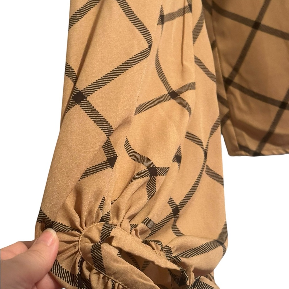 Tan Plaid Women's Top - Picture 2 of 13